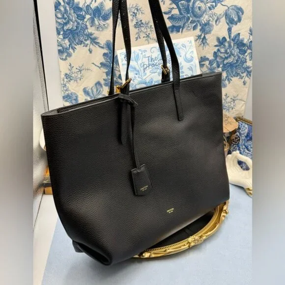 🆕 OROTON 🧿 NWOT Margot Medium Zip Tote Bag, Black Leather - Picture 3 of 16